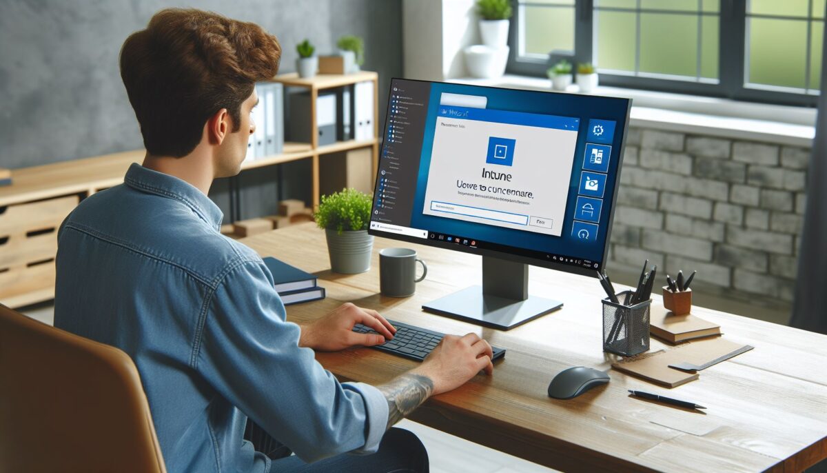 person working with intune